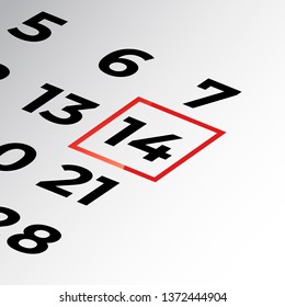 fourteenth day of the calendar vector, isometric calendar