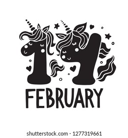 Fourteenth of February Valentine Day sweet card. Beautiful cartoon element for invitation, greeting card and cake toppers design.