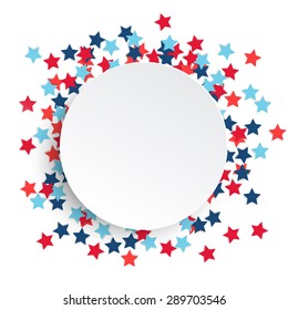 Fourth 4 July Independence Day celebration background with star shaped confetti and copy space, vector illustration