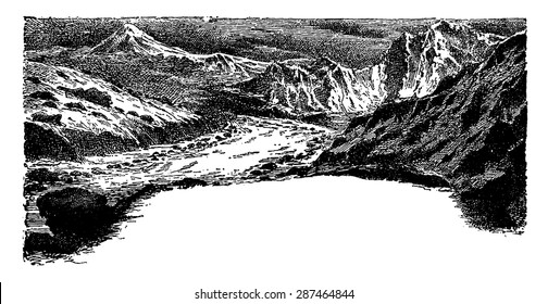 Das vierte Lebensalter auf der Erde, vintage gravierte Illustration. Erde vor dem Menschen - 1886. 
