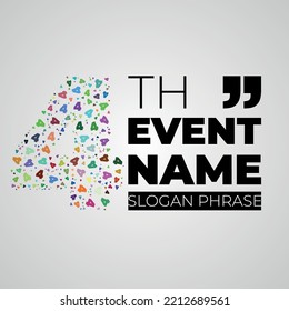 Fourth annual event or summit title starting with a number of order made with random tine numbers - 4th - made with Monsterrat font