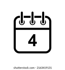Fourth Day Calendar Icon Vector Illustration Web Design Element