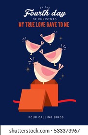 fourth day of christmas from the twelve days of christmas template vector/illustration