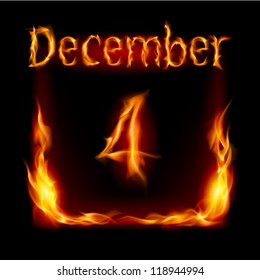 Fourth December in Calendar of Fire. Icon on black background