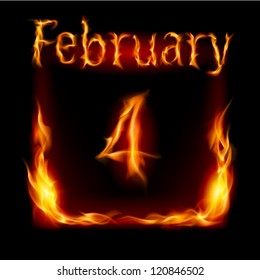 Fourth February in Calendar of Fire. Icon on black background