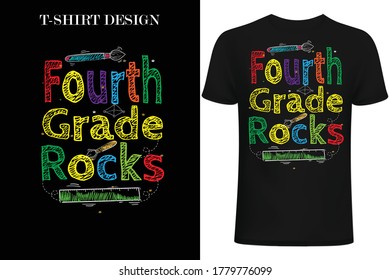 fourth grade rocks.Back to school t-shirt design.