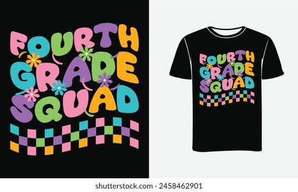 
Fourth grade squad typography Groovy t-shirt design .Print , Poster Vecator Art 