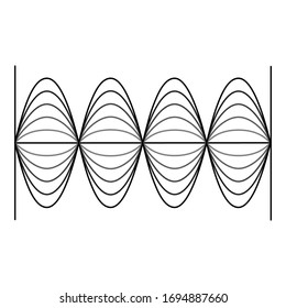 Fourth Harmonic Standing Wave Icon Vector. Four Loops.