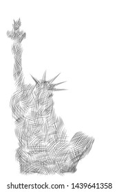 Fourth Independence Day of July Statue of Liberty line drawing style