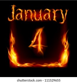 Fourth January in Calendar of Fire. Icon on black background