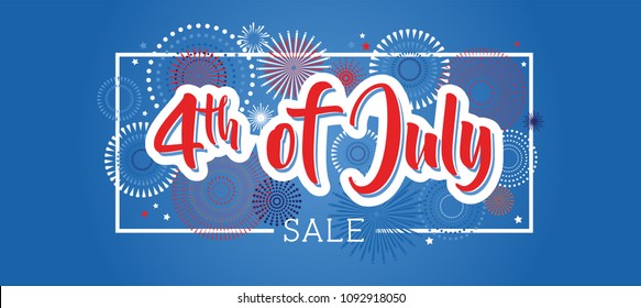 Fourth of July. 4th of July holiday banner. USA Independence Day banner for sale, discount, advertisement, web etc. vector illustration
