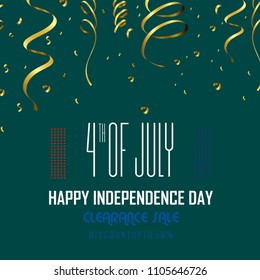 Fourth of July. 4th of July holiday banner. USA Independence Day banner for sale, discount, advertisement.