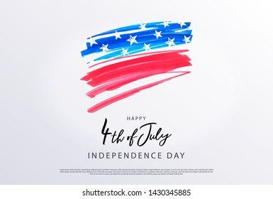 Fourth of July. 4th of July holiday banner. Stylized image of the American flag, drawn by markers. USA Independence Day background for sale, discount, advertisement, web. Place for your text. 