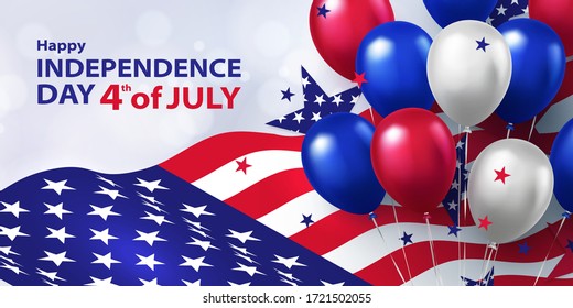 Fourth of July. 4th of July holiday banner. USA Independence Day background for sale, discount, advertisement, web. Place for your text