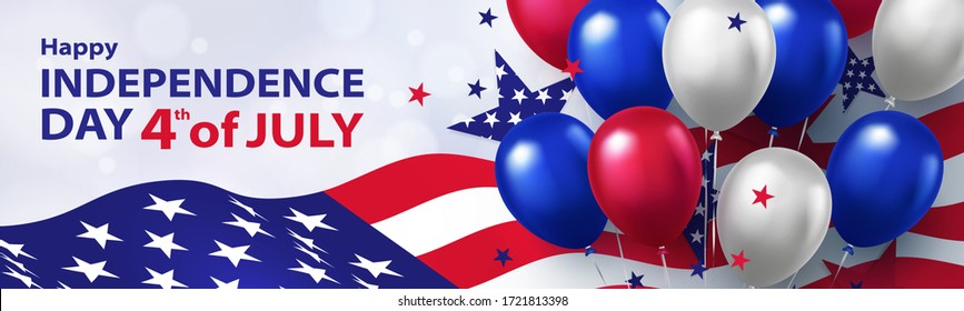 Fourth of July. 4th of July holiday banner. USA Independence Day background for sale, discount, advertisement, web. Place for your text