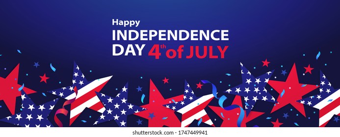 Fourth of July. 4th of July holiday banner. USA Independence Day background for sale, discount, advertisement, web. Place for your text