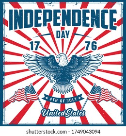 Fourth of July. 4th of July holiday banner. USA Independence Day banner for sale, discount, advertisement, web. Happy Independence Day greeting card. 4th of July background vantage design and vector.