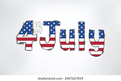 Fourth of July. 4th of July holiday banner. Stylized banner of the American flag. USA Independence. Stock vector illustration isolated on white background.