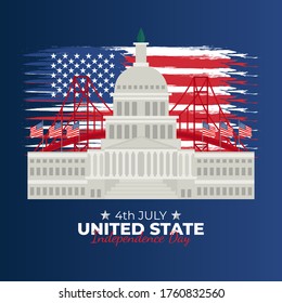 Fourth of July or July 4th (Translate: Independence Day United States) is the America National Day and Republic Day, which is celebrated on July 4 each year. vector illustration