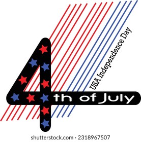 Fourth of July, 4th of July USA Independence day, lining, vector lettering word with white background.