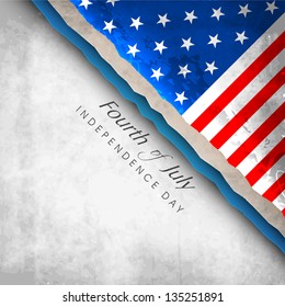 Fourth Of July American Independence Day concept with Flag on grey background.