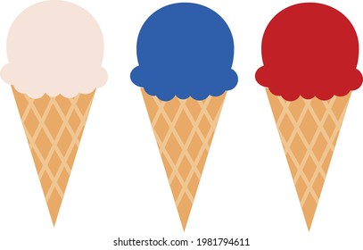 Fourth Of July American Independence Day. 4th July Cone Popsicle Icon. Patriotic Ice Cream Sign.