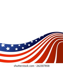 Fourth of July, American Independence Day wave in national flag colors on white background