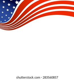 Fourth of July, American Independence Day wave in national flag colors on white background