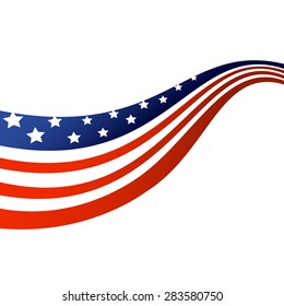 Fourth of July, American Independence Day wave in national flag colors on white background