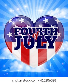 A Fourth of July American Independence Day heart sky design