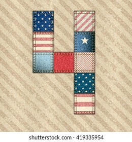 The fourth of July, American Independence Day background vector in a patchwork style