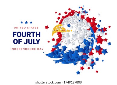 Fourth of July background - American eagle made of stars for USA Independence Day - 4th of July vector design illustration