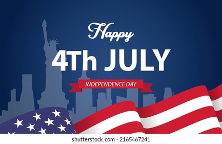 Fourth of July Background Design. Banner, Poster, Greeting Card. Vector Illustration.