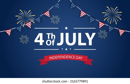 Fourth of July Background Design. Banner, Poster, Greeting Card. Vector Illustration.