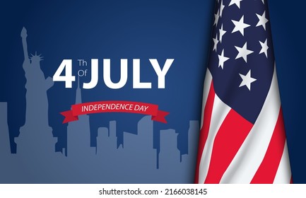 Fourth of July Background Design. Banner, Poster, Greeting Card. Vector Illustration.