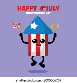 Fourth of July background - Fireworks American Independence Day vector illustration - 4th of July typographic design USA