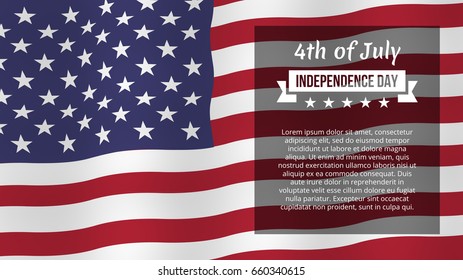 Fourth of July background. Independence day greeting card. Vector template, isolated, eps10.