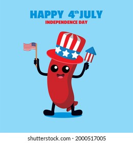 Fourth of July background - Sausage American Independence Day vector illustration - 4th of July design USA
