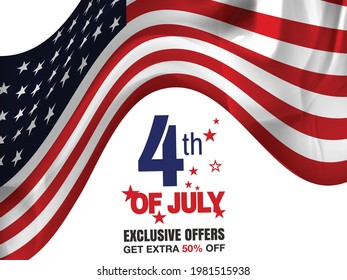 Fourth of July background, USA Independence Day 4th of July typographic design USA
