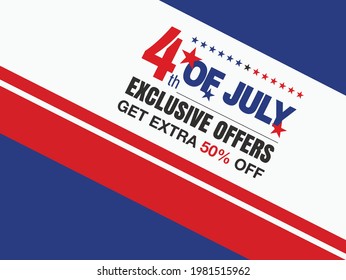 Fourth of July background, USA Independence Day 4th of July typographic design USA
