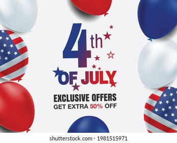Fourth of July background, USA Independence Day 4th of July typographic design USA
