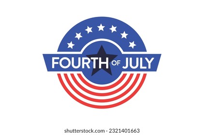 Fourth of July badge. USA Independence day emblem. July 4th celebration sticker.