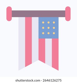 Fourth Of July Banner, American Flag Banner Vector Icon, Fourth Of July Icon, Vector Style Flat Icon. 