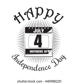 Fourth of July. Calendar with date - 4th of July. Independence Day icon. Happy Independence Day. Calendar icon isolated on white background. Vector illustration