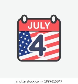 Fourth of July Calendar Flat Vector Icon