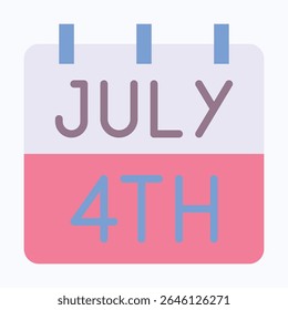 Fourth Of July Calendar Icon, American Independence Day Calendar Icon, Vector Style Flat Icon. 