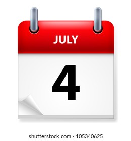 Fourth July in Calendar icon on white background