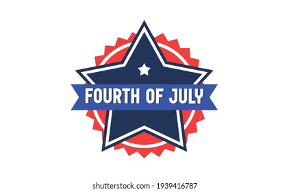 Fourth of July celebration emblem. Happy independence day. United states of America patriotic symbol. American flag colors.