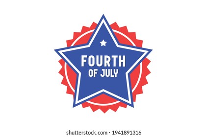 Fourth of July celebration emblem. Happy independence day. United states of America patriotic symbol. American flag colors.