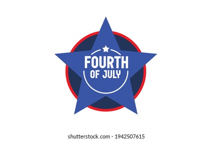 Fourth of July celebration emblem. Happy independence day. United states of America patriotic symbol. American flag colors.